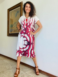 Vestido Kaftan V Jersey Coral