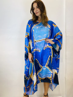Vestido Maxi Curto Cetim Blue na internet