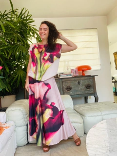 Saia Evasê Longa Jersey Calla Vermelha na internet