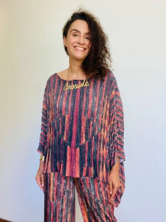 Camiseta Plissada Crepe Paul Klee Vermelho on internet