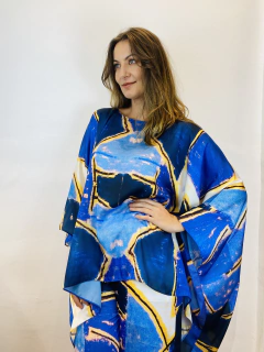 Camiseta Maxi Cetim Blue - loja online