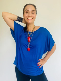 Camiseta Morcego Malha Azul Bic