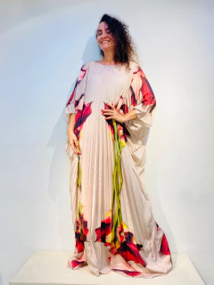 Vestido Plissado Longo Crepe Calla Vermelha - comprar online