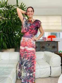 Calça Evasê Jersey Monet Vermelho na internet