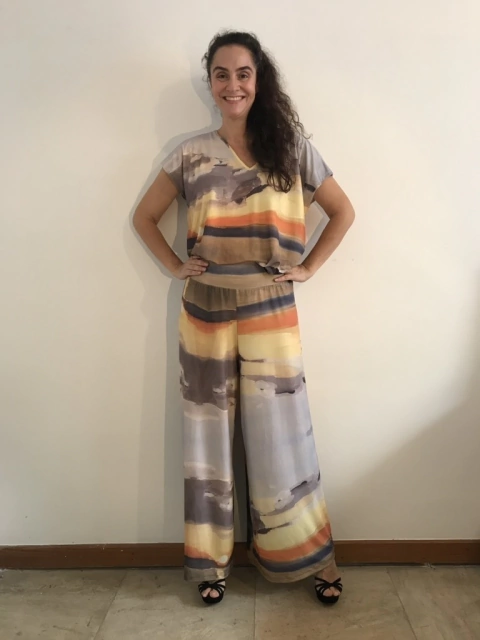 Calça Evasê Jersey Sunset