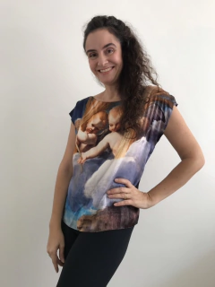 Camiseta Kaftan Cetim Anjos - ALESSA