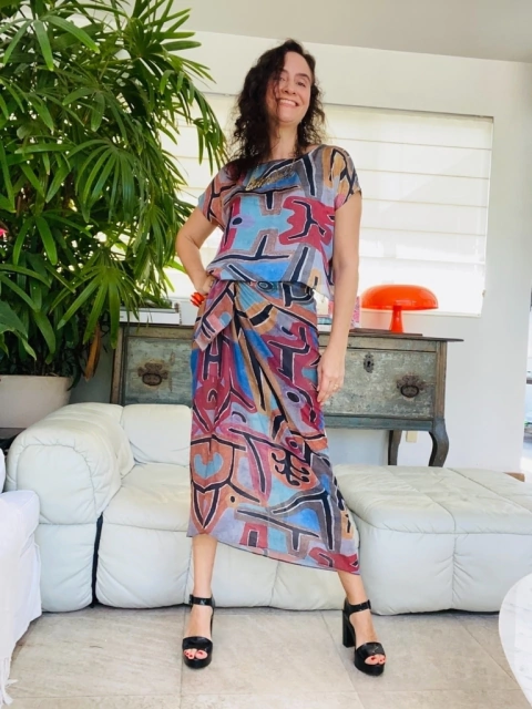 Camiseta Cropped Cetim Paul Klee Rosa