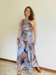 Vestido Moulage Evasê Longo Chiffon Concha Bege - buy online