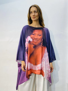 Camiseta Maxi Cetim Alcione Lilas on internet