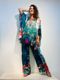 Calça Reta Jersey Joan Green na internet