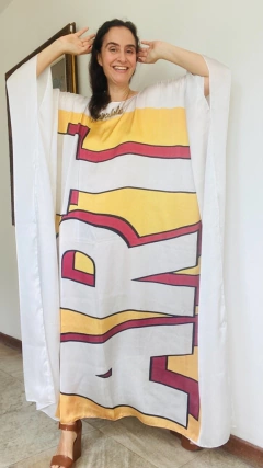 Vestido Maxi Longo Cetim Pop Art na internet