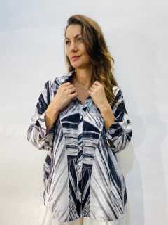 Camisa Social Morcego Crepe Folha Listrado - comprar online