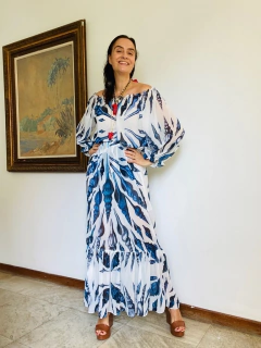 Blusa Bufante Chiffon Concha Azul - loja online