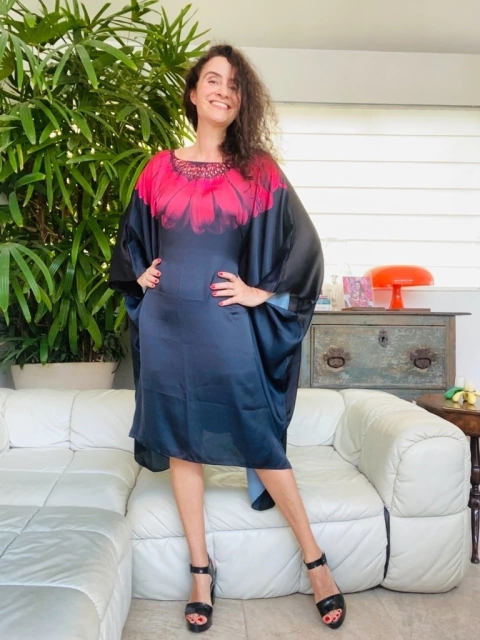 Vestido Maxi Curto Cetim Gérbera