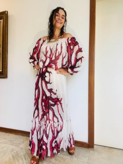 Vestido Bufante Longo Chiffon Coral on internet