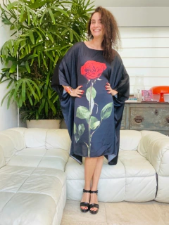 Vestido Maxi Curto Cetim Rosa Única Preto