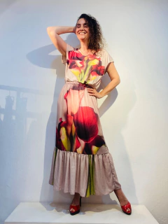 Saia Babados Crepe Calla Vermelha - comprar online