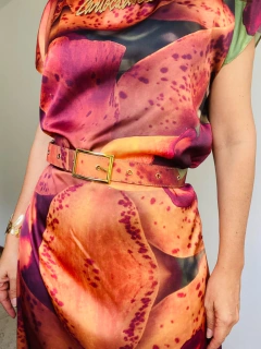 Vestido Kaftan Cetim Orquidea Laranja - ALESSA