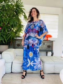 Camiseta Maxi Morcego Cetim Paul Klee Azul - loja online