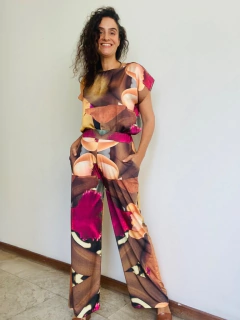 Calça Reta Jersey Orquidea Amarelo - ALESSA