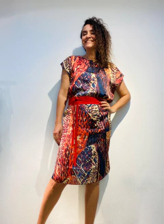 Vestido Kaftan Cetim Leques