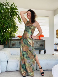 Vestido Regata Ombro Só Longo Paetê Antúrios - ALESSA