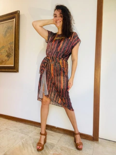 Saia Pareô Chiffon Paul Klee Vermelho - loja online