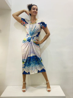 Vestido Torcido Longo Jersey Mar