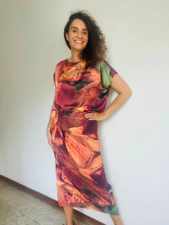 Saia Pareô Longa Crepe Orquídea Laranja on internet