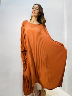 Vestido Plissado Curto Crepe Terracota - buy online