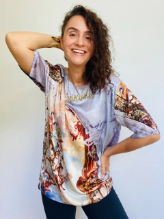 Camiseta Básica Seda Pura Celestial na internet