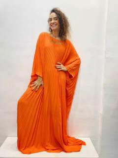 Vestido Maxi Plissado Crepe Laranja - online store