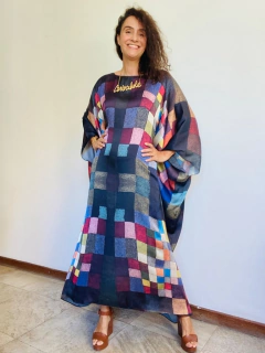 Vestido Maxi Longo Cetim Paul Klee Colorido - comprar online