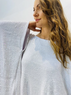 Vestido Maxi Curto Paetê Branco