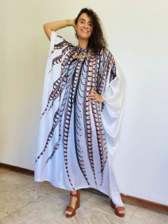 Vestido Longo Maxi Cetim Faisão Branco