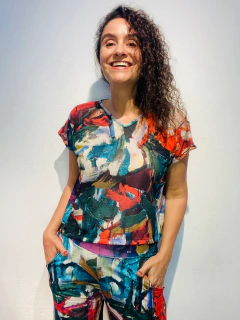 Camiseta Cropped Vual de Malha Joan Verde