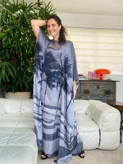 Vestido Maxi Longo Cetim Coqueiros Copacabana - comprar online