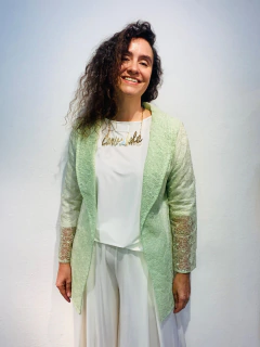 Blazer Organza Bordado Pistache