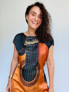 Vestido Kaftan Cetim Violão