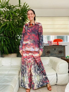 Camisa Social Crepe Monet Vermelho