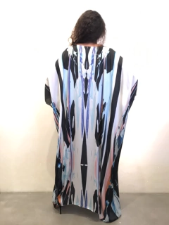 Vestido Maxi Longo Cetim Ganesha Azul - comprar online