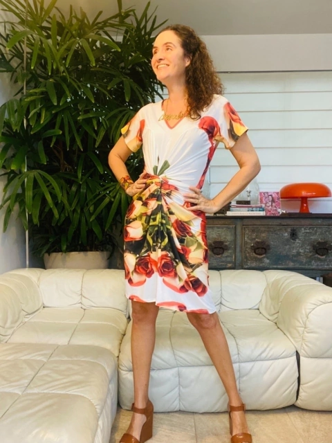 Vestido Torcido Jersey Rosa Ocre