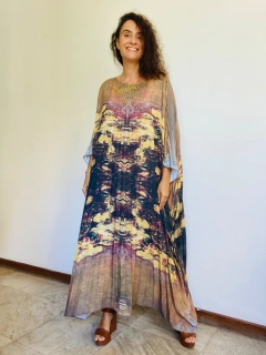 Vestido Plissado Longo Crepe Monet Amarelo na internet