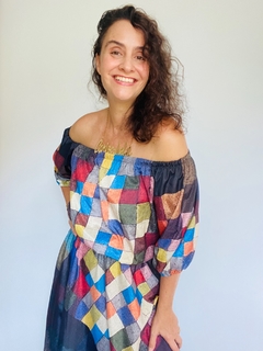 Blusa Cigana Elastico Tafetá Paul Klee Colorido - ALESSA