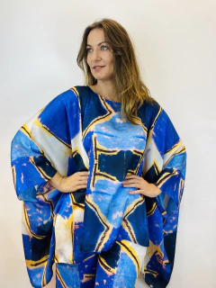 Camiseta Maxi Cetim Blue - ALESSA