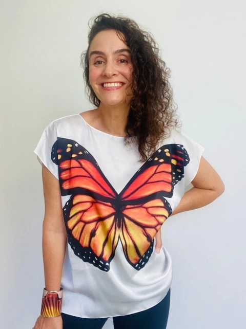 Camiseta Kaftan Cetim Farfale