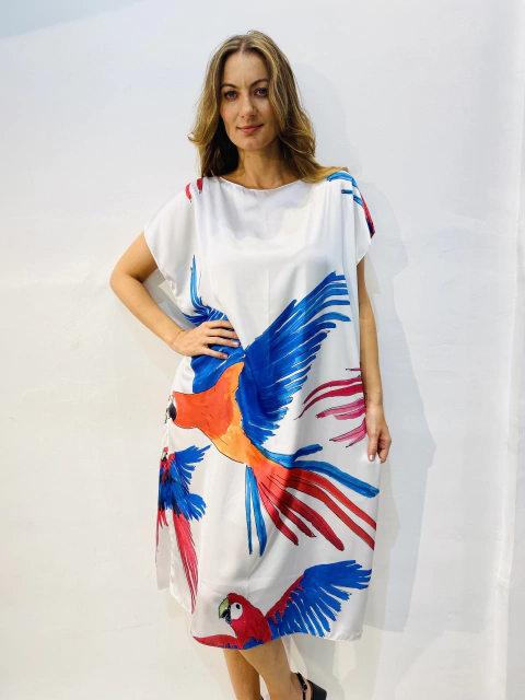 Vestido Kaftan Cetim Arara