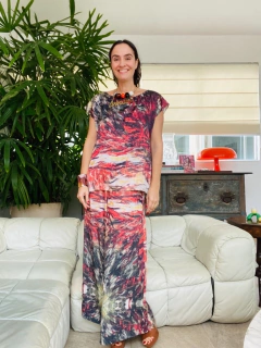 Camiseta Kaftan Cetim Monet Vermelho - loja online