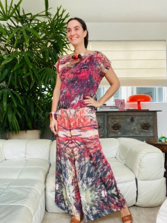 Camiseta Kaftan Cetim Monet Vermelho - comprar online