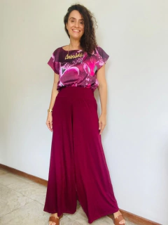 Calça Evasê Malha Vinho na internet